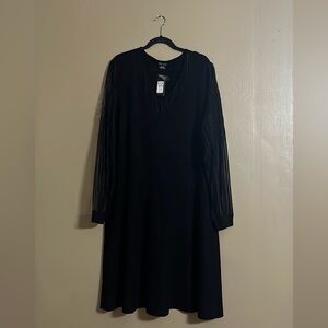 City Chic Midi Dress Sz 2X knit Long Sheer Lace Sleeves A-line Fit&Flare Fall